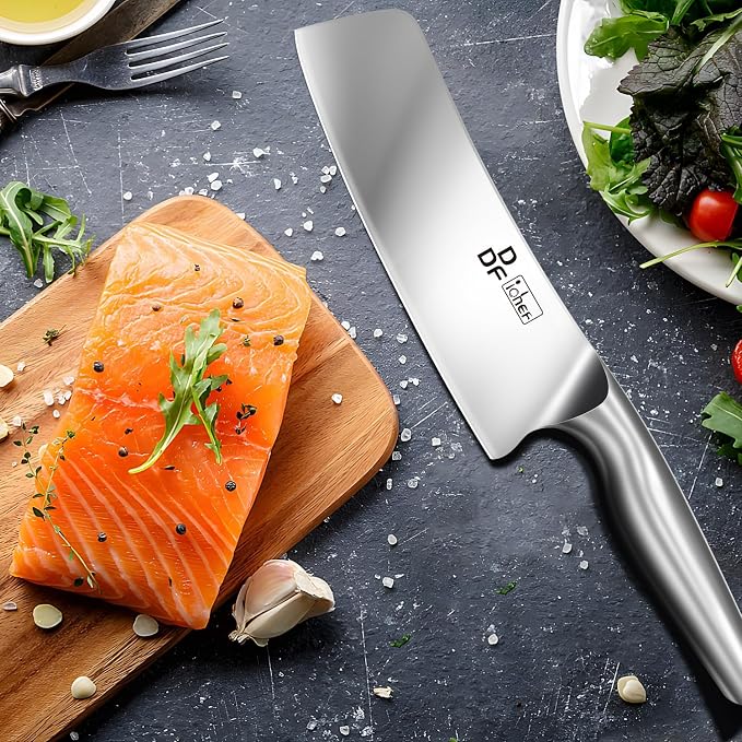 Nakiri Kitchen Knife, Chef's Knife In Japanese Stainless Steel Professional Cooking Knives, Non-slip Ultra Sharp Knife with Ergonomic Handle | Professional Chef Knife with Ergonomic Hollow Handle, Japanese Kitchen Knife, Silver