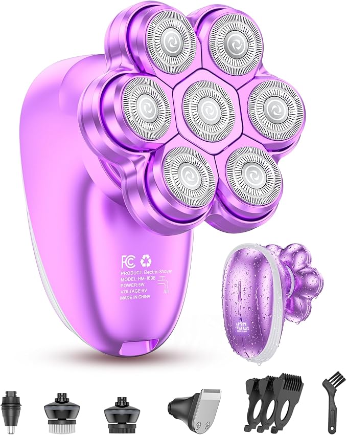 Electric Razors for Women, 5-in-1 Womens Electric Shavers for Legs, 7D Waterproof Wet Dry Travel Body Hair Remover Bikini Shavers for Lady Face Underarms Public