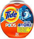 Tide, 4-n-1 Ultra Oxi Pods Laundry Detergent Pacs, HE Compatible, Built in Pre-Treater for Stains, 32 Count