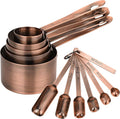 Copper Plate Measuring Cups and Spoons Set of 12, Copper Measuring Cups and Spoons Set with Leveler, Stainless Steel Measuring Spoons & Cups for Dry & Liquid Ingredients During Kitchen&Baking