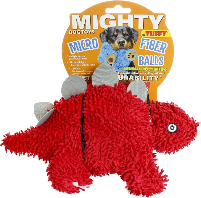 MIGHTY® 2 Pack Microfiber Medium Stegosaurus Dog Toys | Ultra Durable Plush Toy with Multiple Layers & Reinforced Seams , Washable and Floats , Mighty® Construction