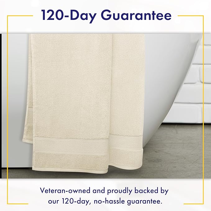 Alusa Home 100% Organic Zero-Twist Cotton Towels - GOTS Certified Luxury Bath Towels - Ultra Soft & Plush 700GSM Long-Staple Cotton - 6 Piece Towel Set (Papyrus)