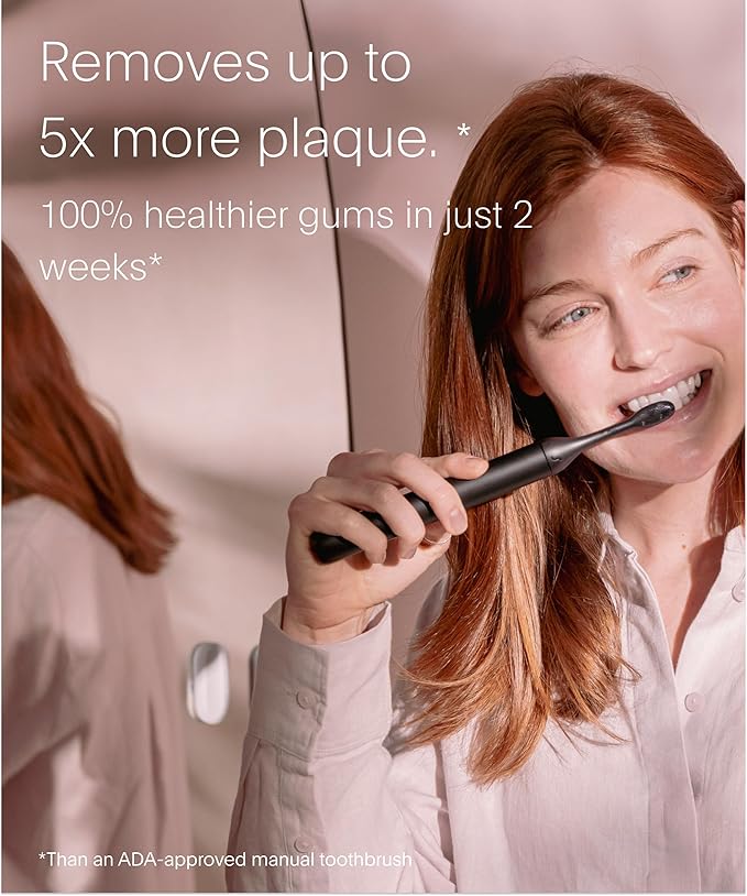 SURI Recyclable Plant-Based, Electric Toothbrush Heads - Long Lasting Replacement Heads | Compatible Only Sonic Electric Toothbrush - Midnight Black, Pack of 3