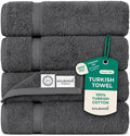 SALBAKOS 4-Piece 100% Turkish Cotton Bath Towels, 27x54 inch, Gray | Standard Size, 630 Gsm Thick Super Soft Highly Absorbent Quick-Dry Bathroom Towel, Premium Hotel & Spa Quality Made in Turkey