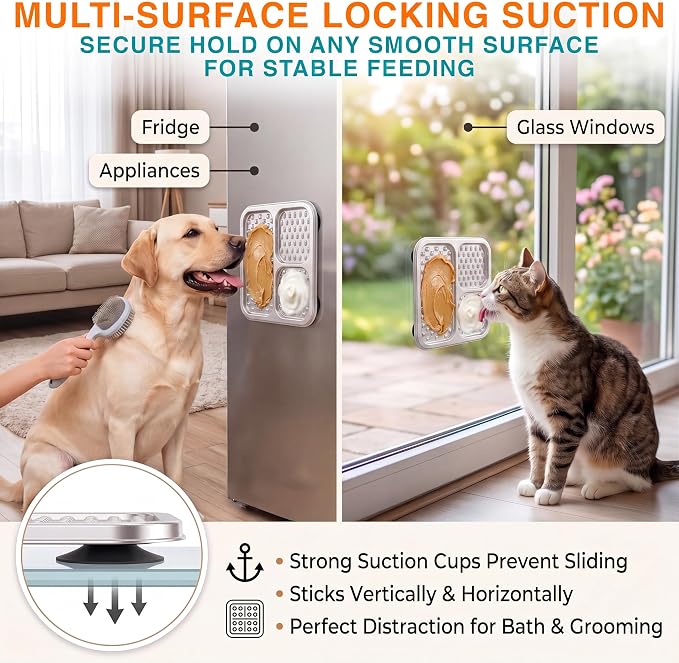 2 Pack - Stainless Steel Lick Mat for Dogs & Cats, Large Non-Slip Slow Feeder Pad with Suction Cups, Chew-Proof Dog Licking Mat for Anxiety Relief, Bathing & Grooming Time