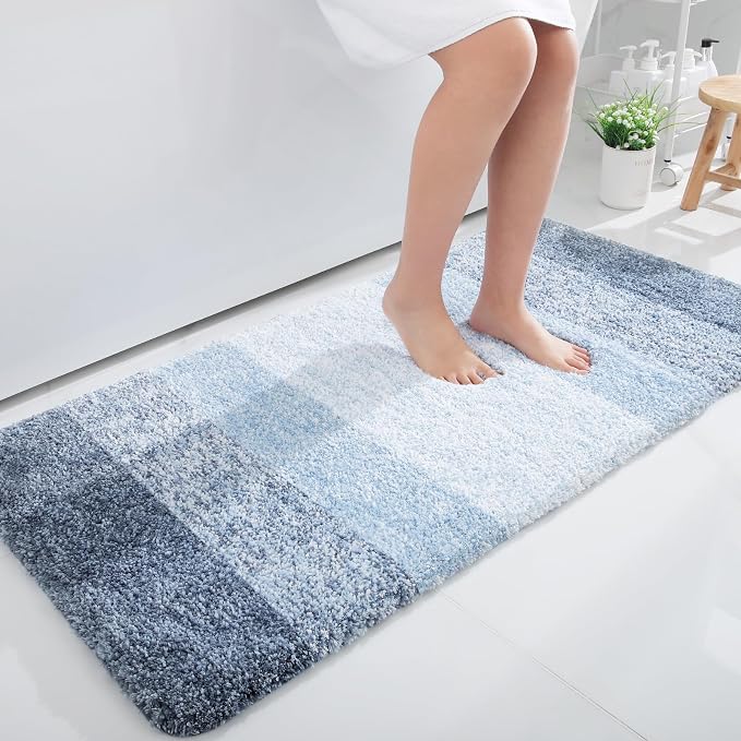 OLANLY Large Bathroom Rugs Mat 40x24, Extra Soft Absorbent Microfiber Bath Rugs, Rubber Backing, Quick Dry, Machine Washable Bath Mats for Bathroom Floor, Tub and Shower, Home Decor Accessories, Blue