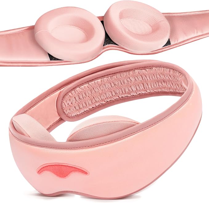 Manta Silk Mask - 100% Blackout Silky Sleep Mask, 22 Momme Premium Silk Eye Mask for Deep Sleep, Breathable & Machine Washable (Pink)