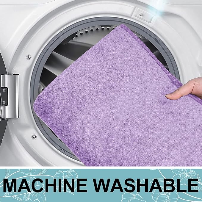 Smiry Memory Foam Bath Mat 30x20, Extra Soft and Absorbent Bathroom Mats, Non Slip Washable Carpet for Floor, Shower and Tub, Purple