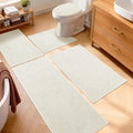YIHOUSE Beige Bathroom Rugs Sets 5 Piece, Quick Dry Thin Bath Mat with Toilet Rug, Non Slip Absorbent Machine Washable, Bath Runner Rugs for Bathtub Sink Home Decor