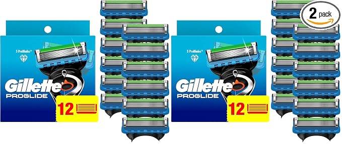 Gillette ProGlide Razor Refills for Men, 12 Razor Blade Refills, (Pack of 2)
