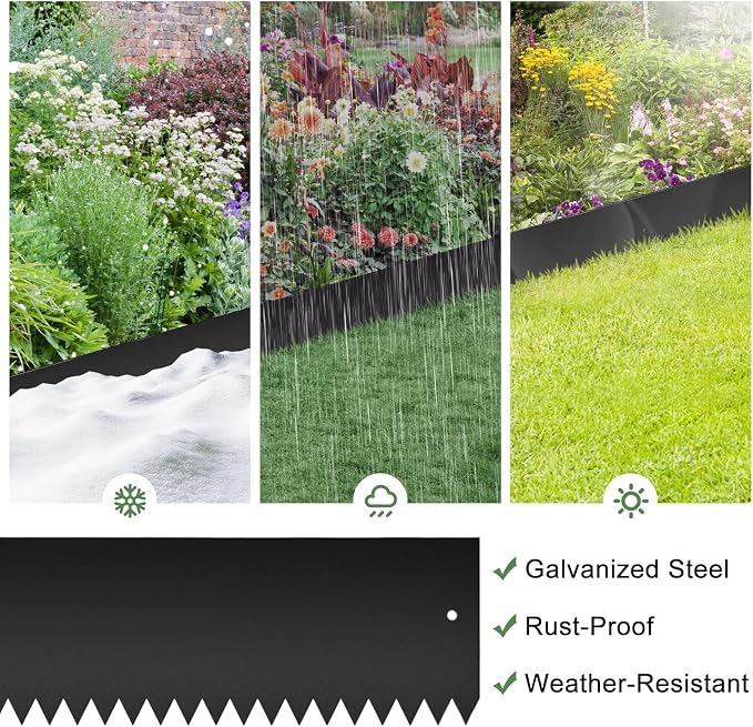 33FT Galvanized Steel Landscape Edging, 10 Pack 40" x 8" Metal Edging for Landscaping with 10 Stakes & Gloves, Metal Garden Edging Border for Yard, Tree Rings, Pathway, Divider
