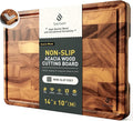 End Grain Cutting Board for Kitchen with Non-slip Feet, Acacia Wood Heavy Duty Checkered Cutting Board Handcrafted Luxury Chopping Board for Cooking and Serving Wooden Butcher Block Non Toxic
