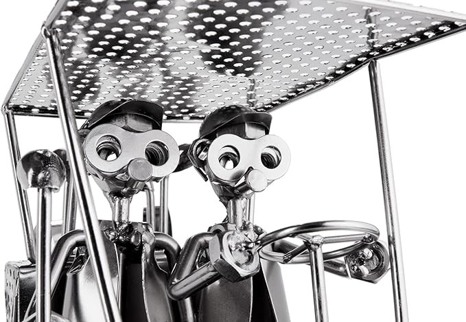 BRUBAKER Nuts and Bolts Sculpture Golf Cart - Handmade Metal Man Figure Golf - 9.4 Inches Art Figure with Bolts and Metal Pieces - Gift Idea for Golf Fans