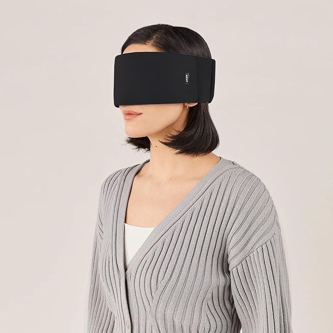 Away Sleep Mask - Premium Thermoregulating Eye Mask for Sleeping & Travel,100% Blackout, Soft, Contoured, Packable, Hidden Earplug Pocket, Jet Black