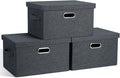 Graciadeco Medium 15" 21 Quart Collapsible Stackable Storage Bins with Lids, 3 Packs Dark Grey Foldable Fabric Closet Boxes Heavy-duty Linen Cube Baskets Container for Bedroom Office (15 x 11 x 8)
