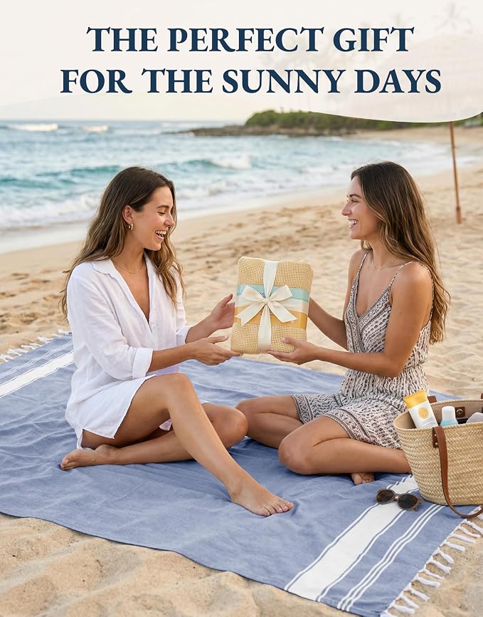 LANE LINEN 4 Pack Pool & Beach Towels, Oversized, 39"x71" - Forever Blue | Compact & Vacuum-Packed - Long-Lasting & Fresh - Super Soft, Cotton-Rich Feel - 4 Pack Forever Blue - Beach Ready