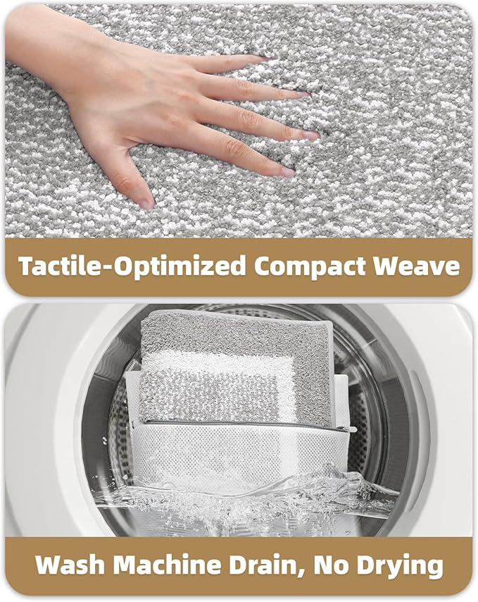 Color&Geometry Simple and Stylish Large Bath Mats for Bathroom Non Slip, 24"x36" Gray Bathroom Rugs, Absorbent, Soft, Washable, Microfiber Bath Rug Shower Mat
