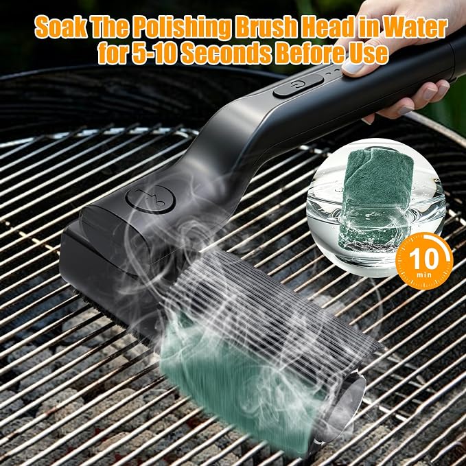 Electric Grill Brush Cordless Rechargeable BBQ Cleaner | 3-Speed Modes, 2600mah High-Torque Power, Rotary BBQ Scrubber, For Outdoor Stainless Steel Cast Iron Grates