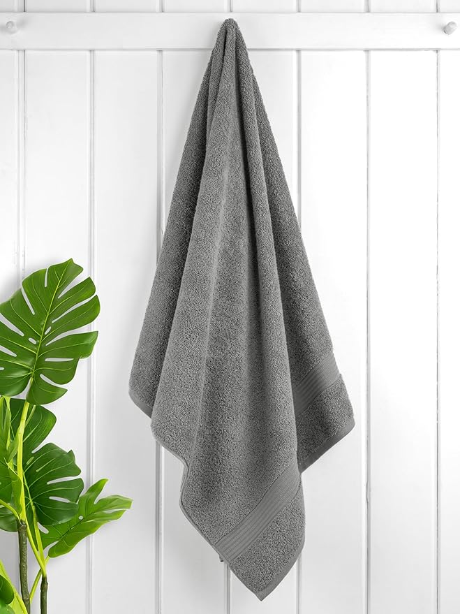 Cotton Paradise Turkish Towel Set, Soft Absorbent Quick Dry, 4 Piece Bath Towel Set, Light Grey