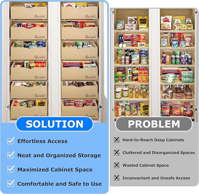 WelFurGeer Soft Close Pull Out Drawers for Kitchen Cabinets, 23" W x 21" D Pull Out Cabinet Organizer, Smooth Slide-Out Shelves for Kitchen Cabinets, Space-Saving Pullout Drawer for Home Organization