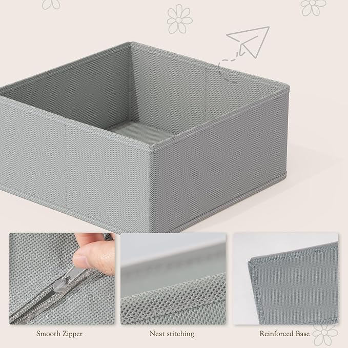 Criusia Drawer Organizers 18-Piece Set, Dresser Organizer for Baby Clothes, Foldable Closet Storage & Drawer Dividers for Underwear, Socks, Nursery (Gray)