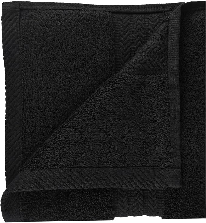 HERCULEAN Large Bath Towels 24 x 50 Pack of 6 | Quick Dry and Highly Absorbent | 100% Cotton Terry Towels for Bathroom - Perfect for Shower - Pool and Spa - Luxury Soft Towels - Black