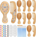 Meanplan 12 Set DIY Wooden Hairbrush Painting Kits Make Your Own Hair Brush Hand-Painted Hairbrush Night Party Supplies with Paint Brush and Palette for DIY Crafts Party Gift