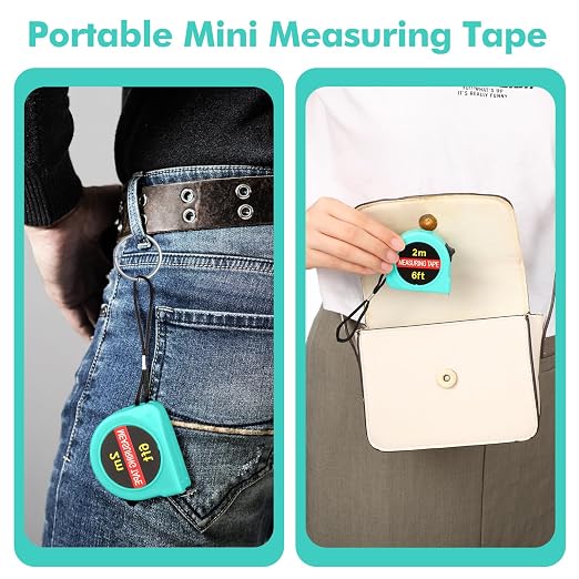 Copkim 50 Pcs Small Tape Measure Bulk 6 Ft 2M Mini Measuring Retractable Metric Tape Measure and Inch, Portable Easy to Read Measurement for Adults Prizes Construction Tool Party Favors(Green)