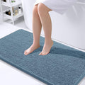 OLANLY Bathroom Runner Rugs 44x24, Soft Absorbent Chenille Bath Rugs, Rubber Backing Quick Dry, Machine Washable Long Bath Mats for Bathroom Floor, Tub and Shower, Home Decor Accessories, Airy Blue
