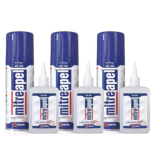 MITREAPEL CA Glue with Activator (3x1.7oz-3 x 6.7 floz)Instant Bond Professional Cyanoacrylate Adhesive and Super Glue Accelerator for Woodworking ,Ceramic,3D Printing,Glass, DIY&Craft, Plastic,Repair