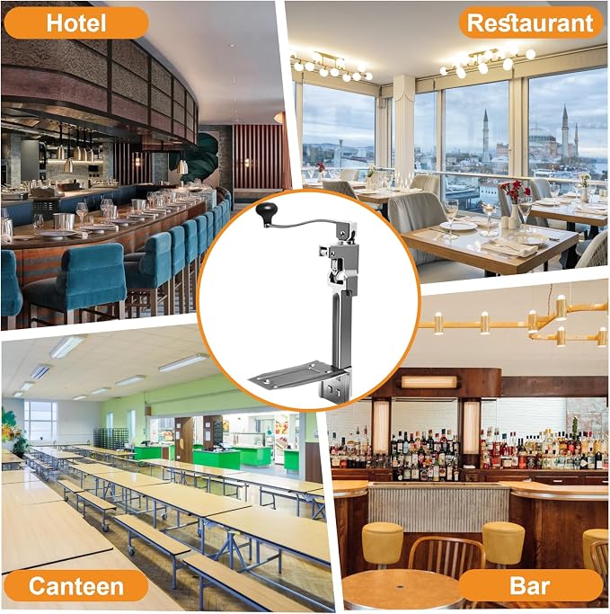 Commercial Can Opener Heavy Duty, Manual Tabletop Can Opener with 2 Blades | Industrial Can Opener Fits Big 10 Cans Up to 11" Tall, Plated Steel Base, for Restaurants Hotels Bars Kitchens