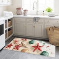 2.6x10 Seashell Nautical Runner Rug for Hallway, Washable Beach Theme Rug Runner Non Slip, Kids Ocean Home Decor Carpet for Kitchen, Bedroom, Entryway, Laundry Room, Ultra Thin Soft