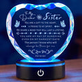Sister Gifts Crystal Keepsake with LED Base, Laser Engraved Sister Gift from Sister, Soul Sister Presents for Women, Unique Big Sister Birthday Gifts for Girls, Best Sister Ever Gifts