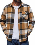 COOFANDY Mens Flannel Shirts Long Sleeve Plaid Button Down Shirt Jacket | Soft Brushed Cotton, 13 oz Flannels, Pen Slot, One Flap Pocket, Lightweight Fall Shirts for Work Outdoor Casual Wear