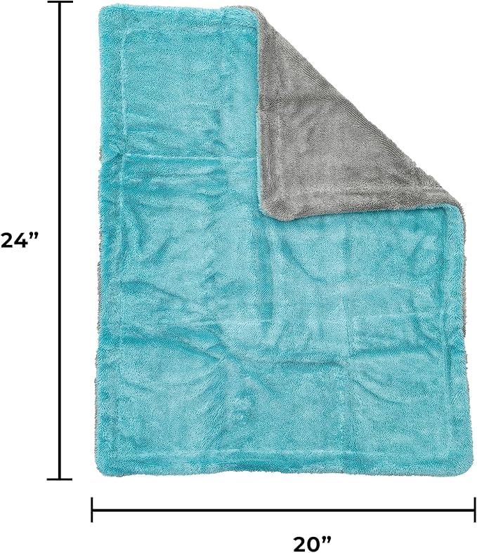 The Rag Company, The Liquid8r, Absorbent 70/30 Blend Microfiber Drying Towel for Cars, Trucks, and SUVs, Safe for Detailing, Scratch-Free, Twist Loop, 1100 GSM, 20x24 Inches, Aqua Blue/Grey