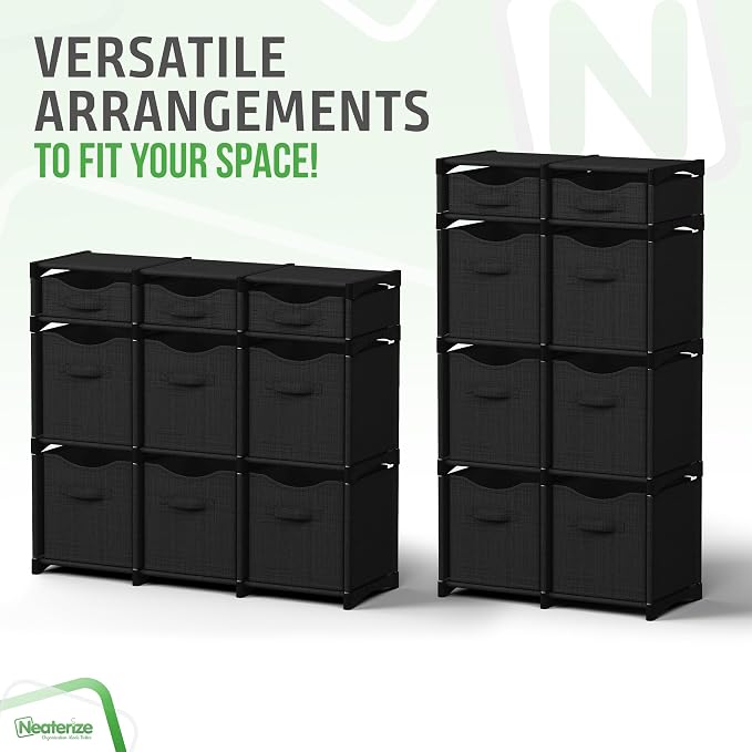 Cube Storage Organizer with 9 Storage Bins Included – Storage Cubes for Home Organization, Toy Storage, Office Storage, Living Room Storage, and General Storage Solution (Black)