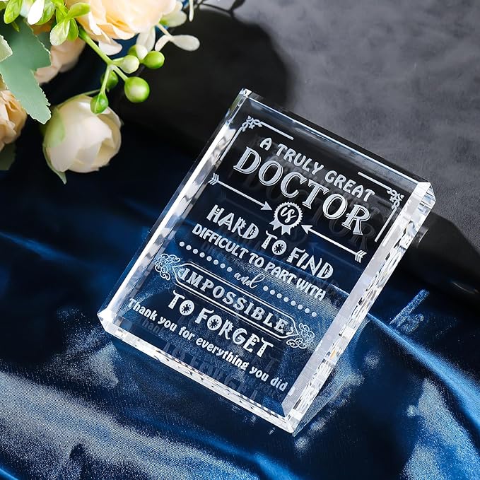 Movdyka Doctor Gifts for Men Women Crystal Keepsake Plaque Best Doctor Ever Gifts Unique Thank You Gift for Doctors on Christmas Retirement Doctors' Day