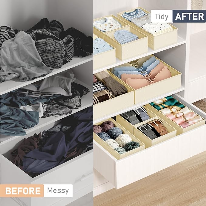 DIMJ Drawer Organizer Clothes Storage - 30 Pack Baby Dresser Organizer for Nursery, Small Fabric Closet Drawer Organizer Bins for Underwears Socks, Foldable Storage Dividers Organization for Bedroom