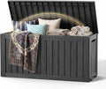 DRATO 100 Gallon Deck Boxes Outdoor Waterproof Storage Box with Wheels | Lockable Weatherproof Resin Outside Patio Storage Box for Backyard Furniture Pool Supplies Garden Tools, Black