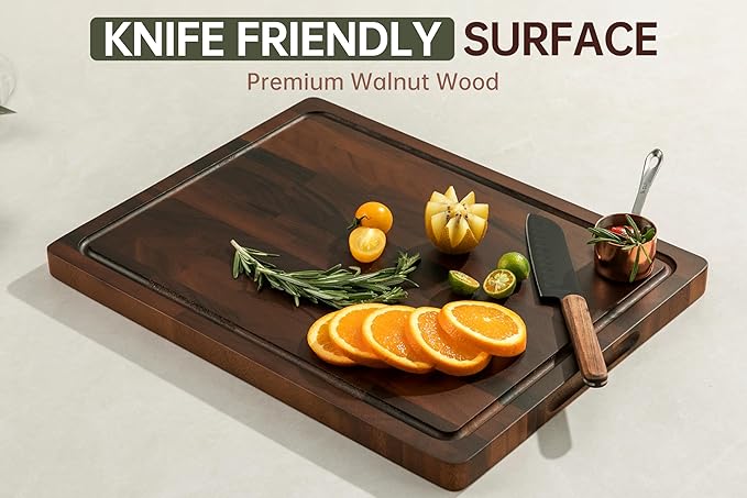 Walnut Cutting Boards For Kitchen, End Grain Wooden Cutting Board | 17” X 13”X 1” Chopping Board Double Sided with Handle, Charcuterie Boards For Meal Prep & Serving with Gift Box