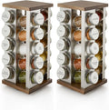 Kamenstein 20 Jar Vintage Revolving Countertop Spice Rack Organizer with Spices Included, FREE Spice Refills for 5 Years, Wood and Stainless Steel with Metal Caps (Pack of 2)