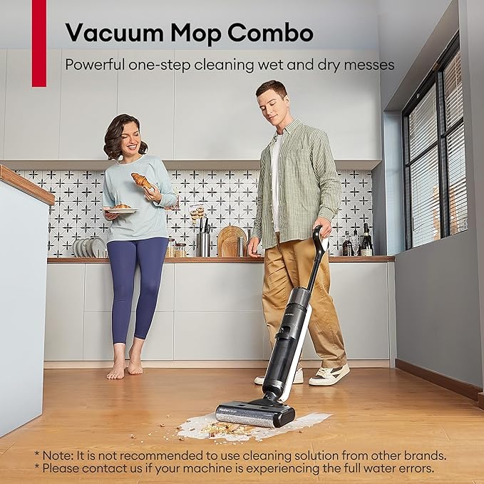 Ultenic Wet Dry Vacuum Cleaner, Cordless Vacuum Mop Combo with Self-Cleaning, 50min Runtime, Smart Mess Detection, Edge Cleaning, LED Display, 3-in-1 Floor Cleaner Machine for Hard Floor, Black＆White