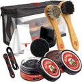10pc Black and Brown Shoe / Boot Cleaning Kit – Polish, Brushes, Sponges, Cloth, Case - Red Moose