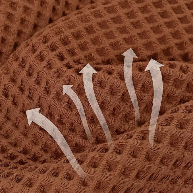 Waffle Bath Towels Set of 2 (Rust) - Fall Bathroom Decor, Large 31” x 62” | Low Lint, Lightweight & Quick Dry Cotton Towels