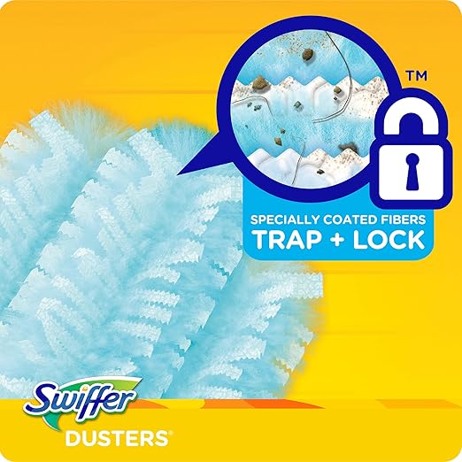 Swiffer Refill Dusters, Dust Lock Fiber, Light Blue, Unscented, 10/Box, 4 Box/Carton