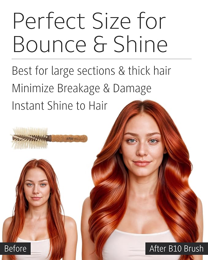 Ibiza Hair Boar Bristle Round Brush (B10-80mm) | Ideal for Setting Hair with Movement, Bounce & Easy Styling Control | Blonde Boar Bristles for Fine, Ethnic & Color-Treated Hair