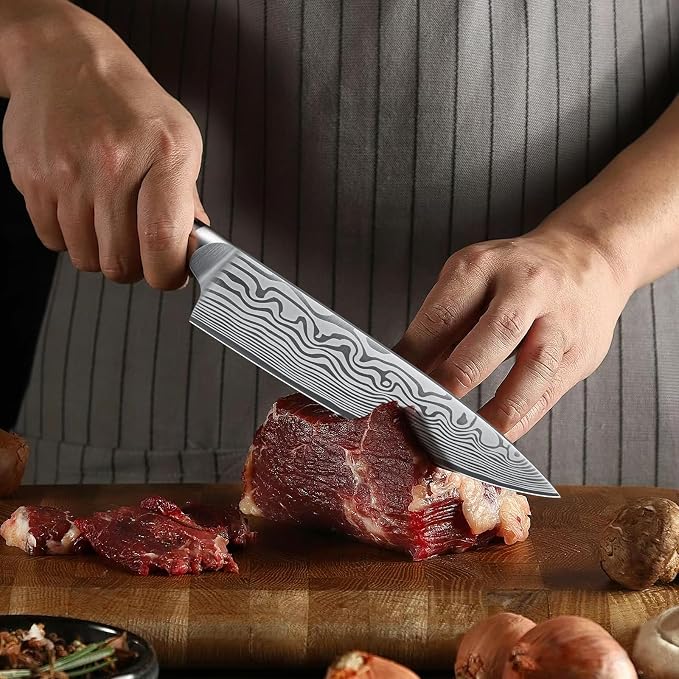 HOSHANHO 8" Chef Knife, Ultra Sharp High Carbon Powder Steel Kitchen Knife | Japanese Chef's Knife with Ergonomic Pakkawood Handle, Professional Kitchen Gadgets Cooking Knife for Chopping and Cutting