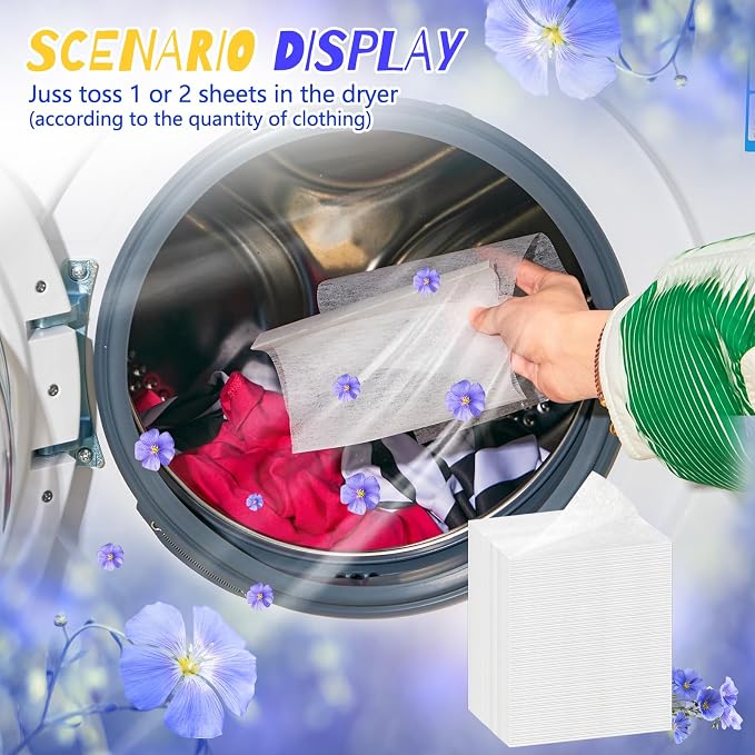 600 Count Dryer Sheets Bulk Fabric Softener Fresh Linen Scent, Fresh Dryer Sheets Naturally Softens and Removes Static Cling, Ideal for Large Households, Sensitive Skin