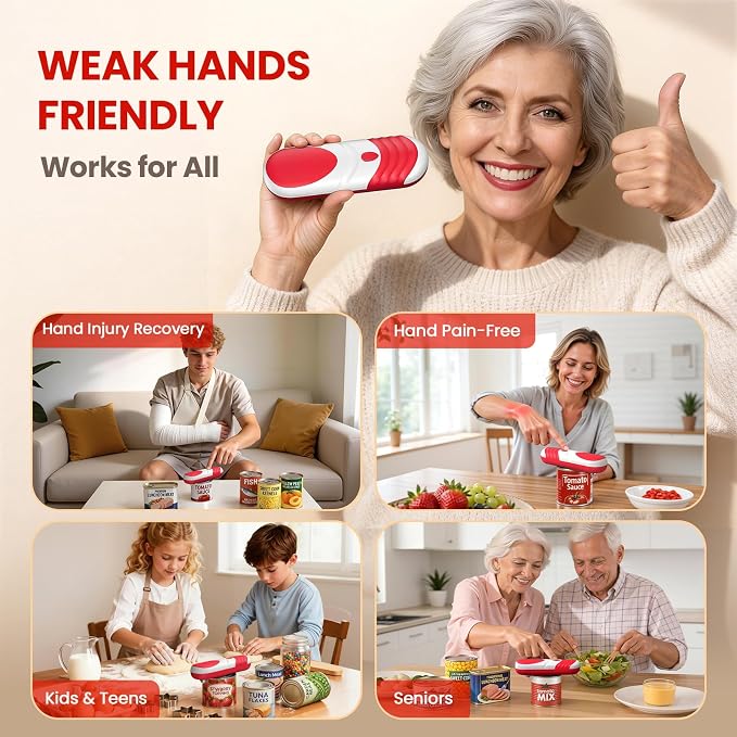 Electric Can Opener, Automatic Rechargeable Can Openers with One-Touch Smooth Edge & Magnetic Lid - Hands-Free Easy-Grip Opener for Seniors with Arthritis and Most Cans