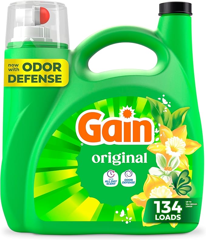 Gain Liquid Laundry Detergent with Odor Defense, Original Scent, Laundry Soap For HE Washing Machines, 194 fl oz, 134 Loads (Packaging May Vary)